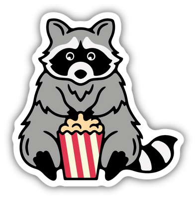 Raccoon with Popcorn Sticker