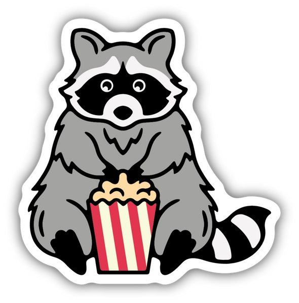 Raccoon with Popcorn Sticker