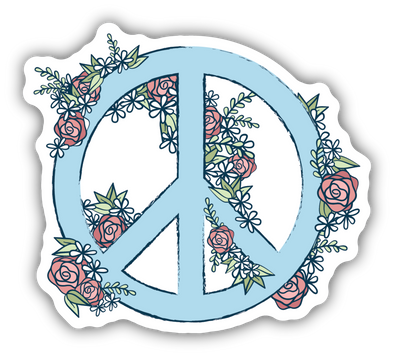 Floral Peace Symbol Sticker