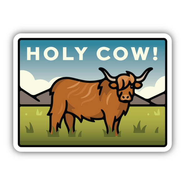Holy Cow Highland Cow Sticker