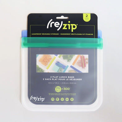 (Re)zip 2 pk Flat Leak-Proof Reusable Sandwich Bags, Emerald/Blue