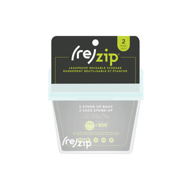 (Re)zip 2 pk Stand-up Leak-Proof Reusable Bag, 1/2 cup Aqua