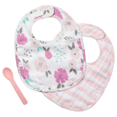 Stephen Joseph Bibs and Spoon Set, Flower