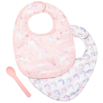 Stephen Joseph Bibs and Spoon Set, Unicorn