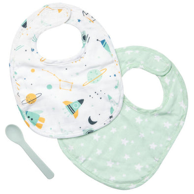 Stephen Joseph Bibs and Spoon Set, Space