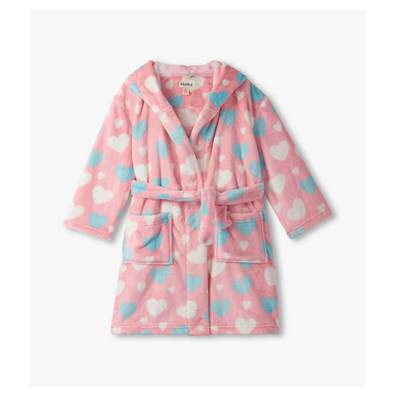 Hatley Big Hearts Fuzzy Fleece Robe