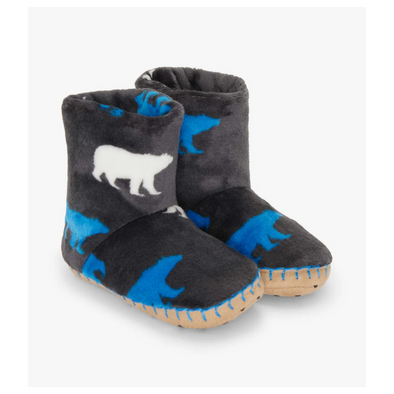 Hatley Polar Bear Silhouette Fuzzy Fleece Slippers