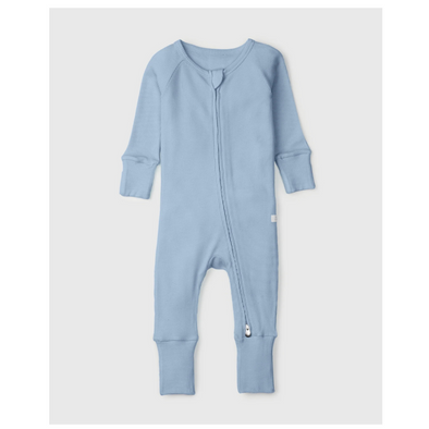 Loulou Lollipop Waffle Knit Sleeper, Blue Fog