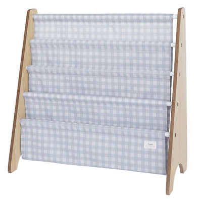 3 Sprout Recycled Fabric Kids Book Rack, Gingham Blue (LOCAL PICKUP ONLY)