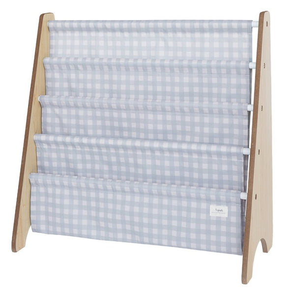 3 Sprout Recycled Fabric Kids Book Rack, Gingham Blue (LOCAL PICKUP ONLY)
