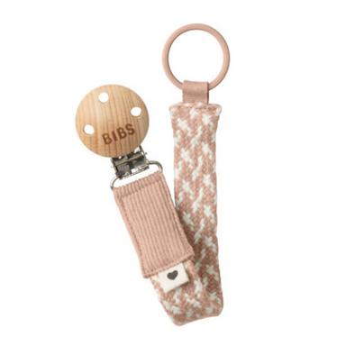 Bibs Paci Braid, Blush/Ivory