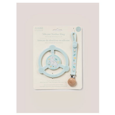 JujuBe Silicone Teether Ring with Clip, Bunny