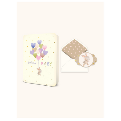 Studio Oh Greeting Card, Welcome Baby Heart Balloons