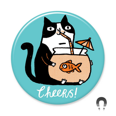 Badge Bomb Magnet, Cheers Cat