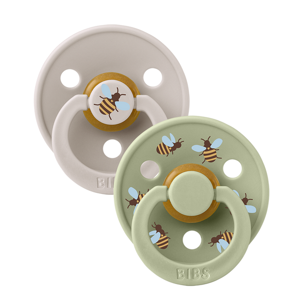 Bibs x Studio Collection Colour 2pk Natural Rubber Round, Bumblebee/Mushroom Mix Size 2