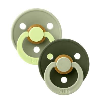 Bibs x Studio Collection Colour 2pk Natural Rubber Round, Sage/Hunter Green Size 2