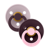 Bibs x Studio Collection Colour 2pk Pacifier Natural Rubber Round, Dusky Lilac/Plum Size 2