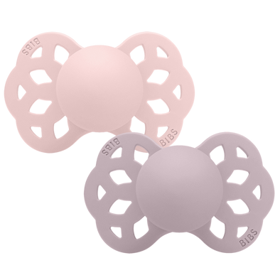 Bibs Infinity 2pk Pacifier Silicone Symmetrical, Blossom/Dusky Lilac Size 2