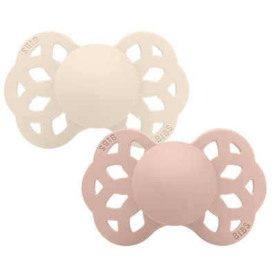Bibs Infinity 2pk Pacifier Silicone Anatomical, Ivory/Blush Size 1
