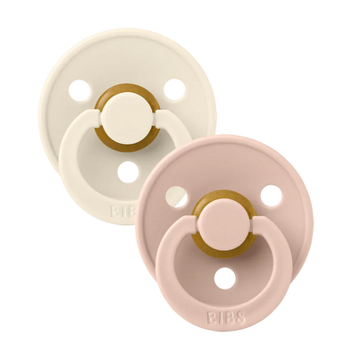 Bibs Colour 2pk Pacifier Natural Rubber Symmetrical Ivory/Blush Size 1