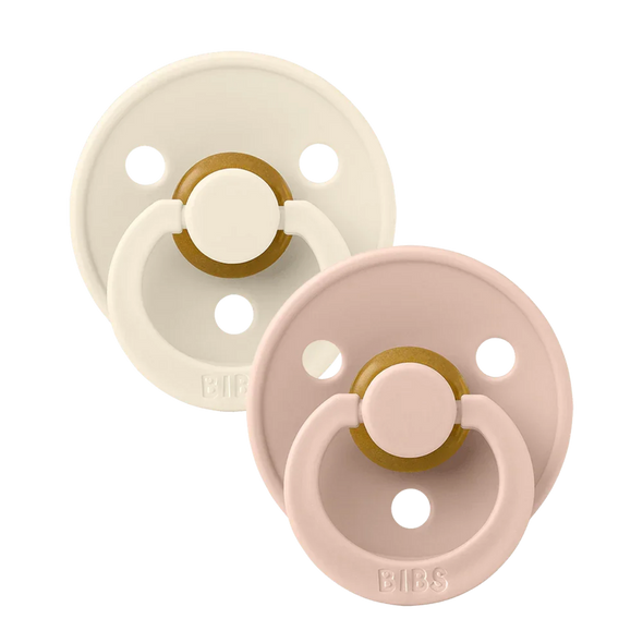 Bibs Colour 2pk Pacifier Natural Rubber Symmetrical Ivory/Blush Size 1