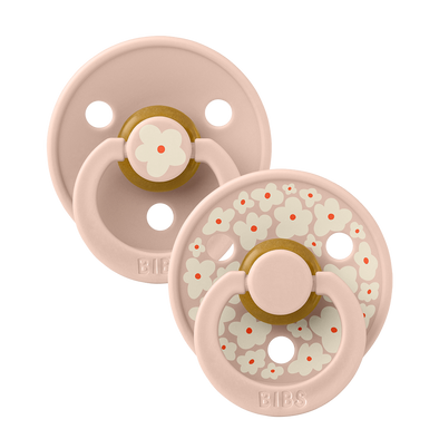 Bibs Colour x Studio Collection 2pk Pacifier Natural Rubber Round, Jasmine Blush Mix Size 2