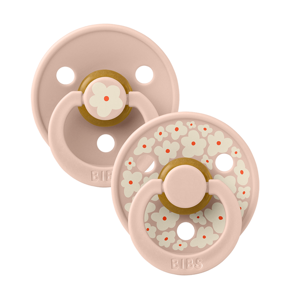 Bibs Colour x Studio Collection 2pk Pacifier Natural Rubber Round, Jasmine Blush Mix Size 2