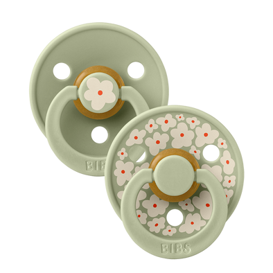 Bibs Colour x Studio Collection 2pk Pacifier Natural Rubber Round, Jasmine Sage Mix Size 2