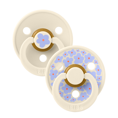 Bibs Colour x Studio Collection 2pk Pacifier Natural Rubber Round, Jasmine Ivory Mix Size 1