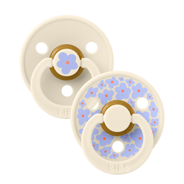 Bibs Colour x Studio Collection 2pk Pacifier Natural Rubber Round, Jasmine Ivory Mix Size 1