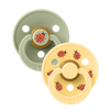 Bibs Colour x Studio Collection 2pk Pacifier Natural Rubber Round, Ladybug Sage Mix Size 2