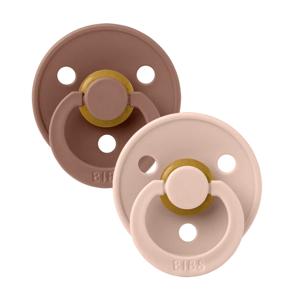 Bibs Colour 2pk Pacifier Natural Rubber Anatomical, Blush/Woodchuck Size 2