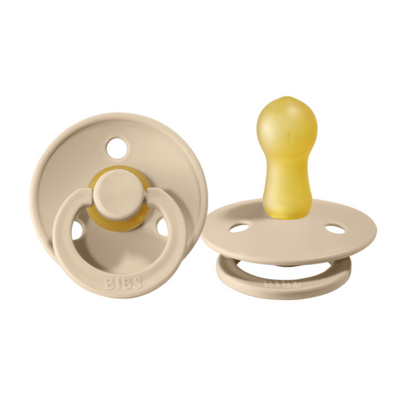 Bibs Colour 2pk Pacifier Natural Rubber Round, Vanilla/Vanilla Size 3