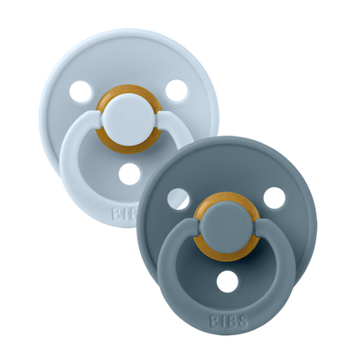 Bibs Colour 2pk Pacifier Natural Rubber Anatomical, Baby Blue/Petrol Size 2