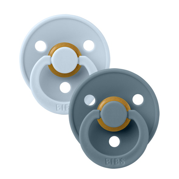 Bibs Colour 2pk Pacifier Natural Rubber Anatomical, Baby Blue/Petrol Size 2