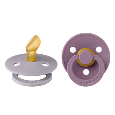 Bibs Colour 2pk Pacifier Natural Rubber Anatomical, Fossil Grey/Mauve Size 2