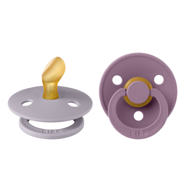 Bibs Colour 2pk Pacifier Natural Rubber Anatomical, Fossil Grey/Mauve Size 2