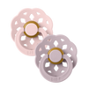 Bibs Boheme 2pk Pacifier Natural Rubber Round, Blossom/Dusky Lilac Size 2