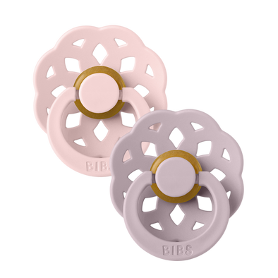Bibs Boheme 2pk Pacifier Natural Rubber Round, Blossom/Dusky Lilac Size 2
