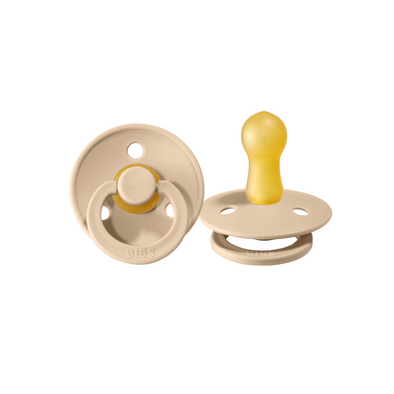 Bibs Colour 2pk Pacifier Natural Rubber Round, Vanilla/Vanilla Size 2