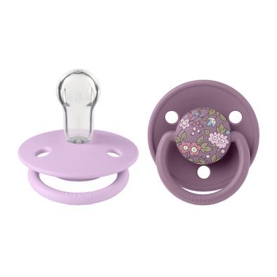 Bibs x Liberty Delux 2pk Pacifier Silicone Round, Cammomile Lawn Mauve Mix One Size