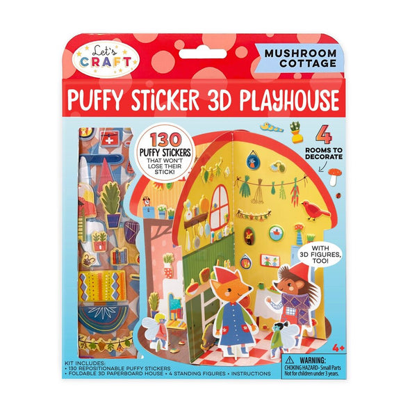 Bright Stripes Puffy Sticker 3D Playhouse, Mushroom Cottage