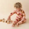 Parade Organics Signature Prints Zip Romper, Sunflowers