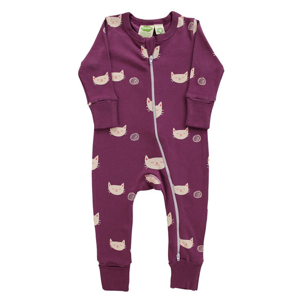 Parade Organics Signature Prints Zip Romper, Cats