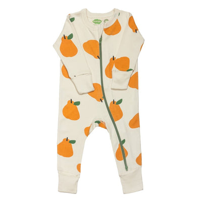 Parade Organics Signature Prints Zip Romper, Big Pears