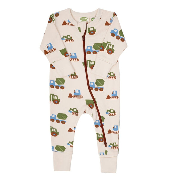 Parade Organic Signature Print Zip Romper, Trucks