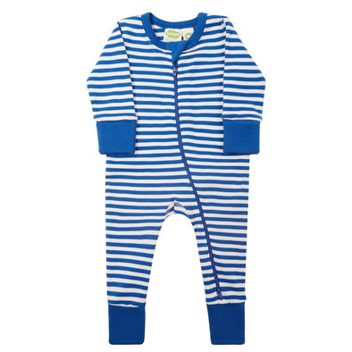 Parade Organic Striped Zip Romper, True Blue