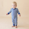 Parade Organic Striped Zip Romper, True Blue