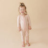 Parade Organic Striped Zip Romper, Dusty Pink