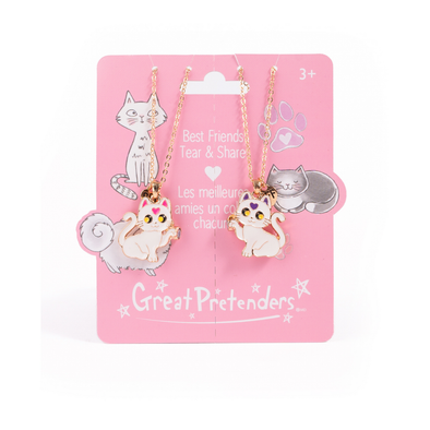 Great Pretenders Smitten Kitten Share and Tear Necklaces, 2pc